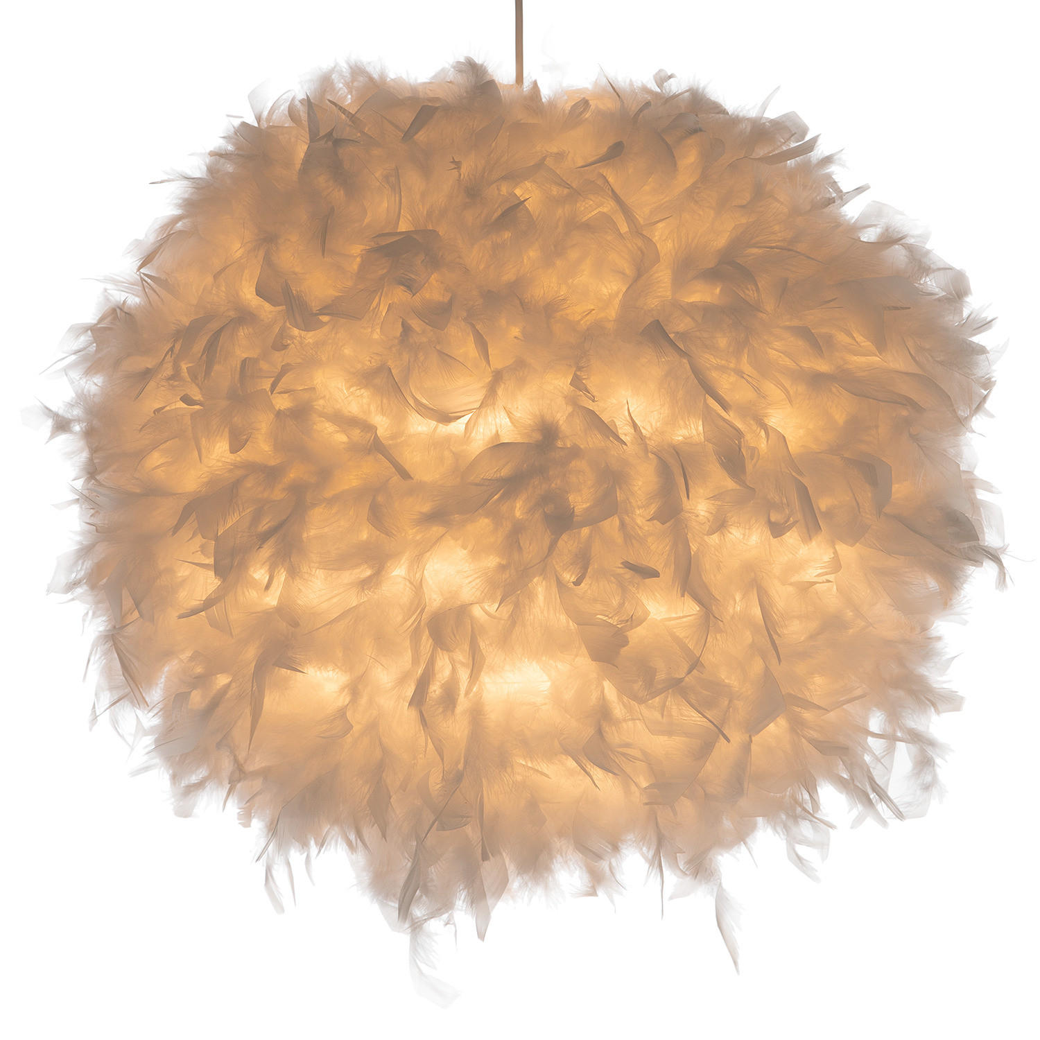 PENDELLEUCHTE - Federn, 1-flammig - Weiß, Naturmaterialien (45/45/145cm) - home24