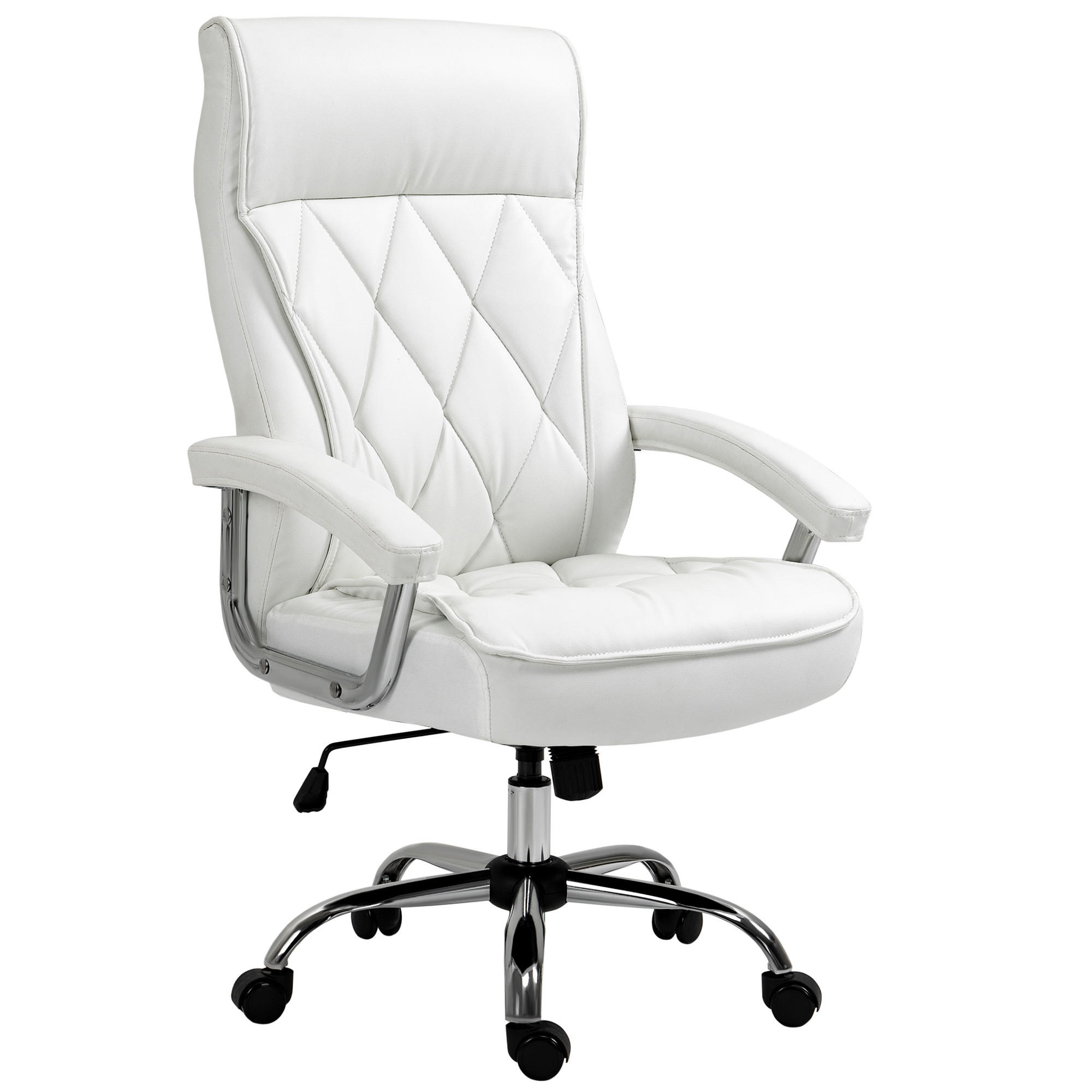 CHEFSESSEL, Bürostuhl, Kunstleder, Weiß - Weiß, Kunststoff/Metall (69/121/66cm) - Vinsetto