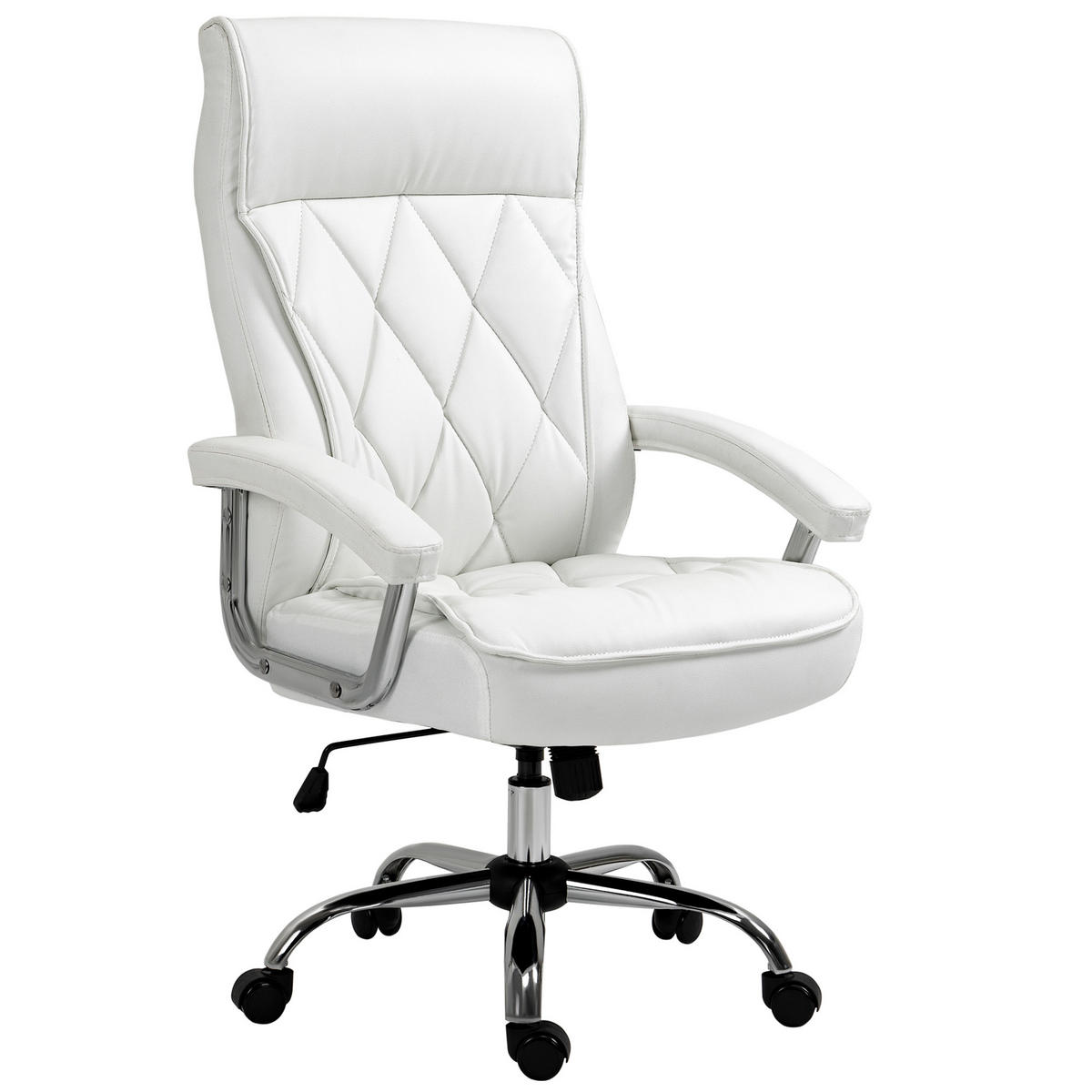 CHEFSESSEL, Bürostuhl, Kunstleder, Weiß - Weiß, Kunststoff/Metall (69/121/66cm) - Vinsetto