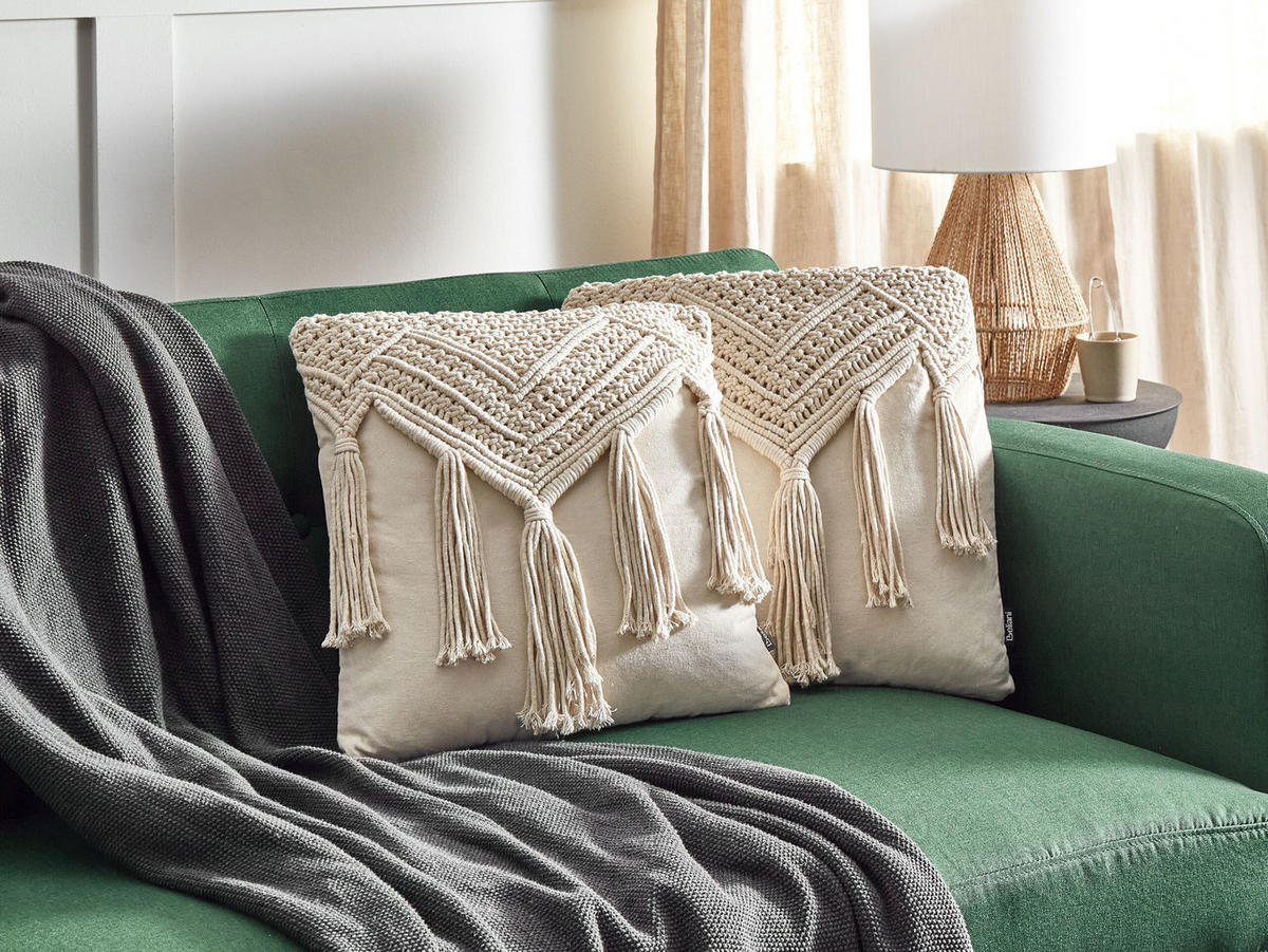 DEKOKISSEN 2er-Set Beige 45/45 cm Bedadi - Beige, Textil (45/45cm) - Beliani