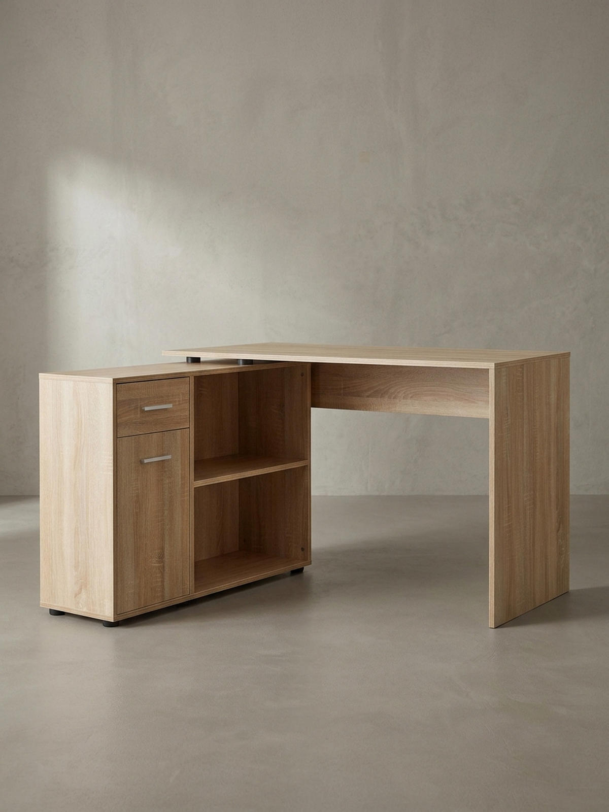 SCHREIBTISCH mit Regalplatte – flexibel aufstellbar, melaminbeschichtet, Sonoma, 120x107x75 cm - Beige/Braun, Holz/Kunststoff (107/120/75cm) - KADIMA DESIGN