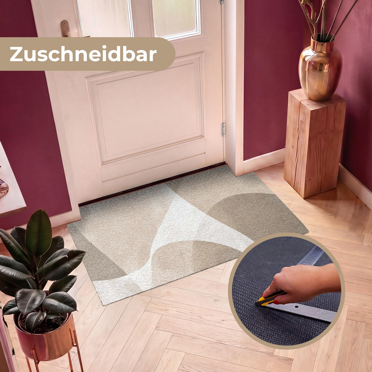 ROHOŽKA Hladké povrchy - Harmonické - Vlnité 120x80 cm - béžová, textil/umělá hmota (120/0.4cm) - MuchoWow