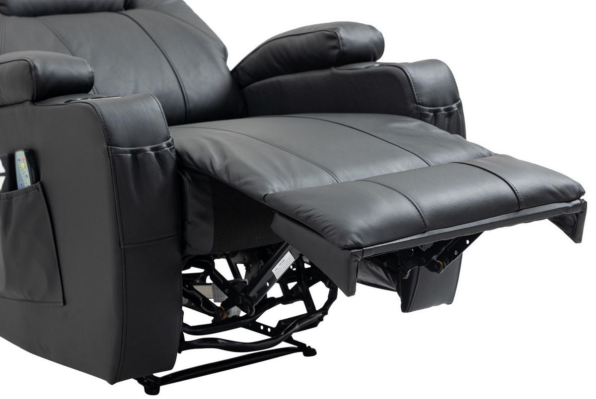 SESSEL Echtleder schwarz - Schwarz, Leder/Metall (83/105/94cm) - CLP