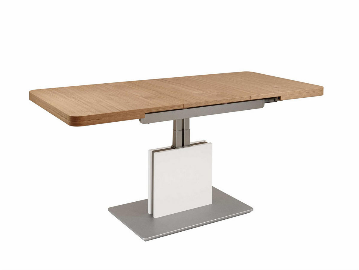 COUCHTISCH höhenverstellbar ausziehbar Con 110x57x70 Wildeiche Bianco - Wildeiche/Weiß, Holzwerkstoff (110/70/70cm) - 58aufmkessel