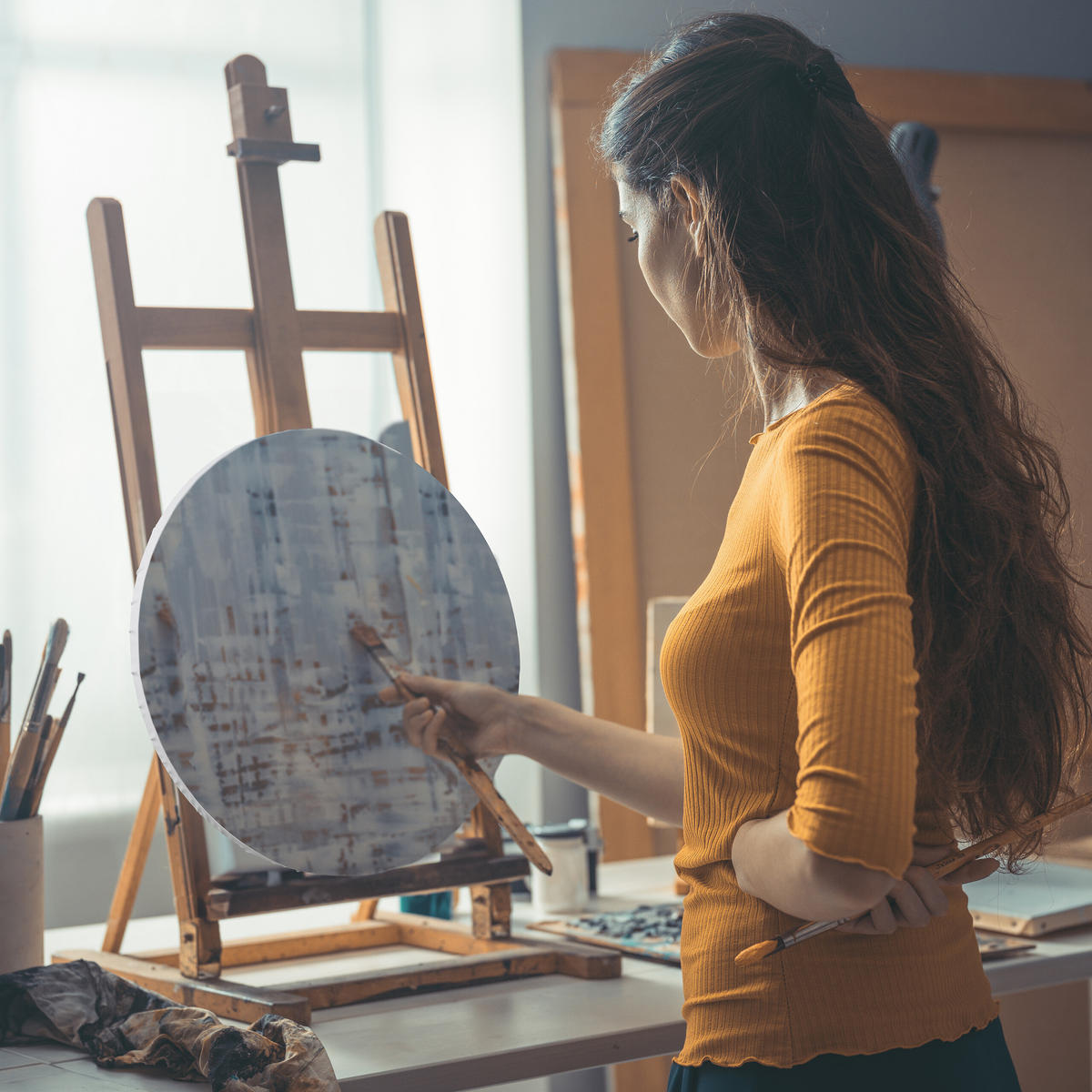 6-TLG.LEINWAND-SET - Weiß, Holzwerkstoff/Textil (40/40cm) - Relaxdays