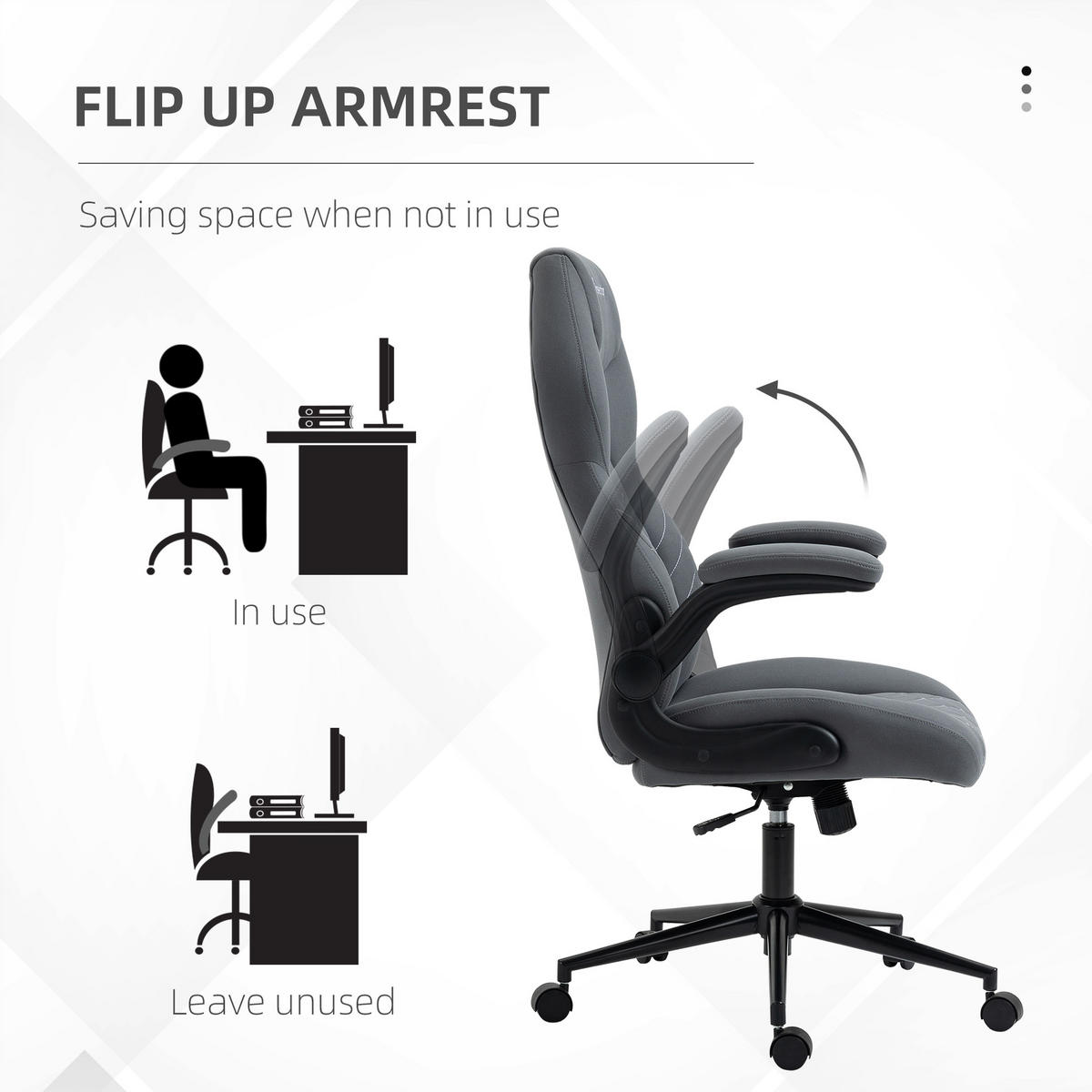 BÜROSTUHL, Ergonomischer Schreibtischstuhl, Computerstuhl mit Wippfunktion - Dunkelgrau, Kunststoff (69.5/122/65.5cm) - Vinsetto