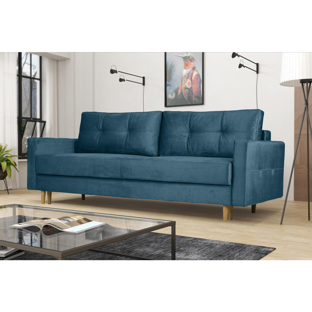 Thumbnail - Kaiser Möbel Schlafosofa, Blau, Textil, einzeln stellbar,Rechteckig, 227x92x98 cm, Wohnzimmer, Sofas & Couches, Schlafso...