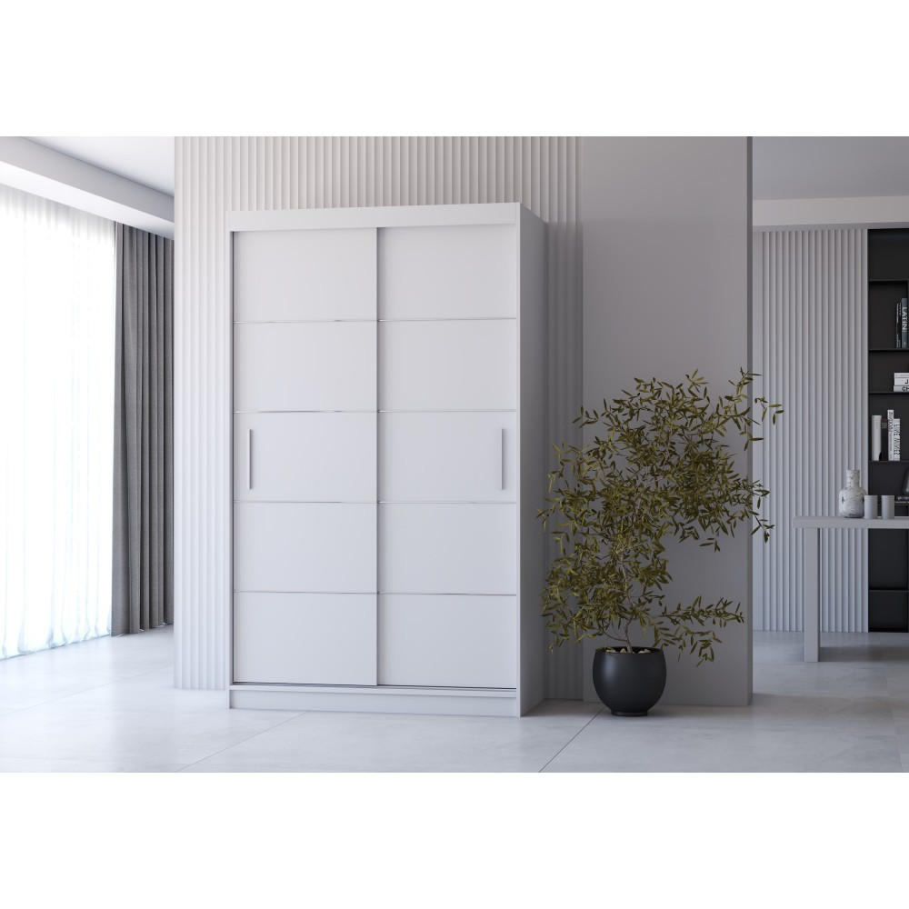 SCHWEBETÜRENSCHRANK Neomi 06 ohne Spiegel Weiß/Weiß 120 cm - Weiß, Holz (120/200/61cm) - imoebel24