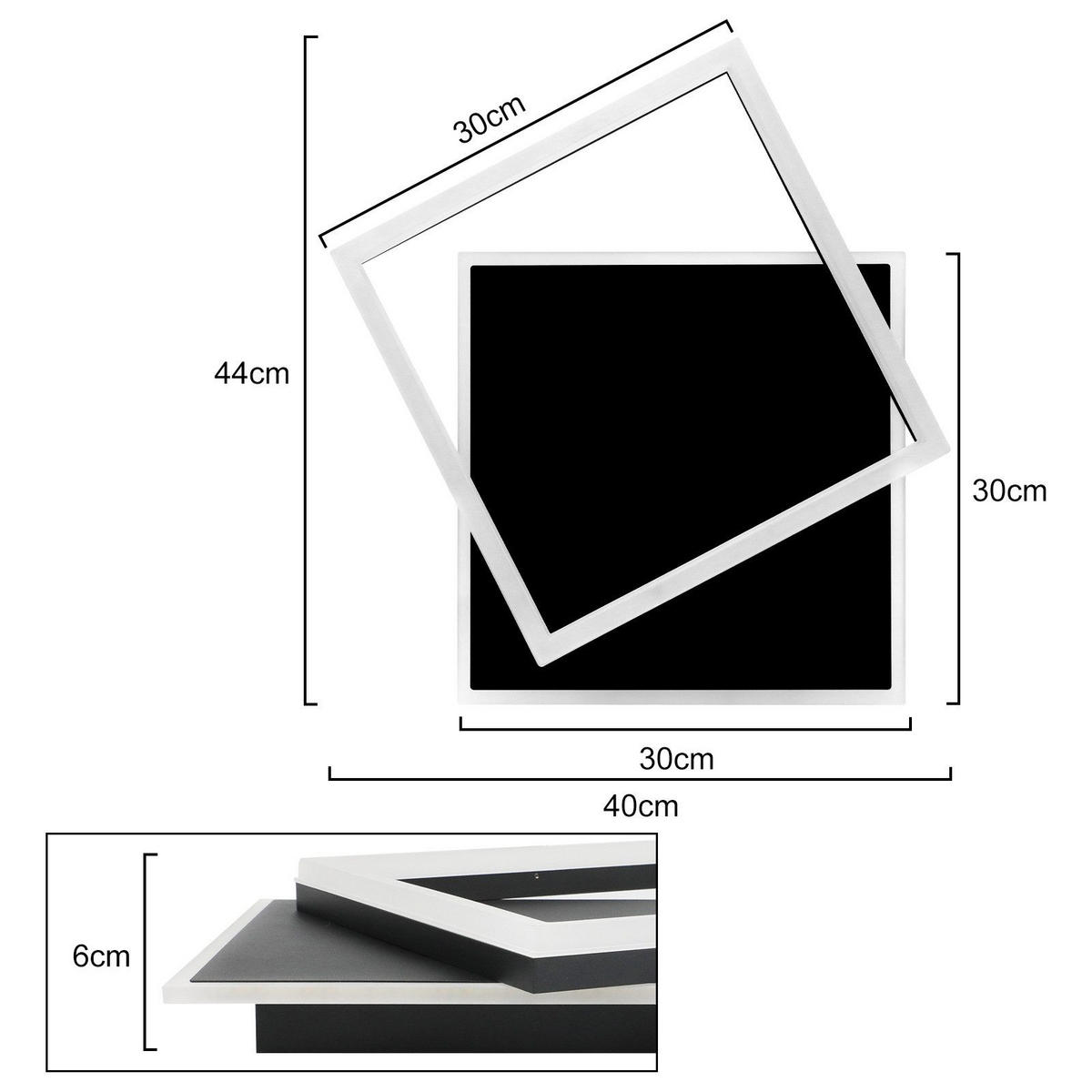 LED-DECKENLEUCHTE Daniela 44/40/6 cm - Schwarz, Metall (44/40/6cm) - Nettlife
