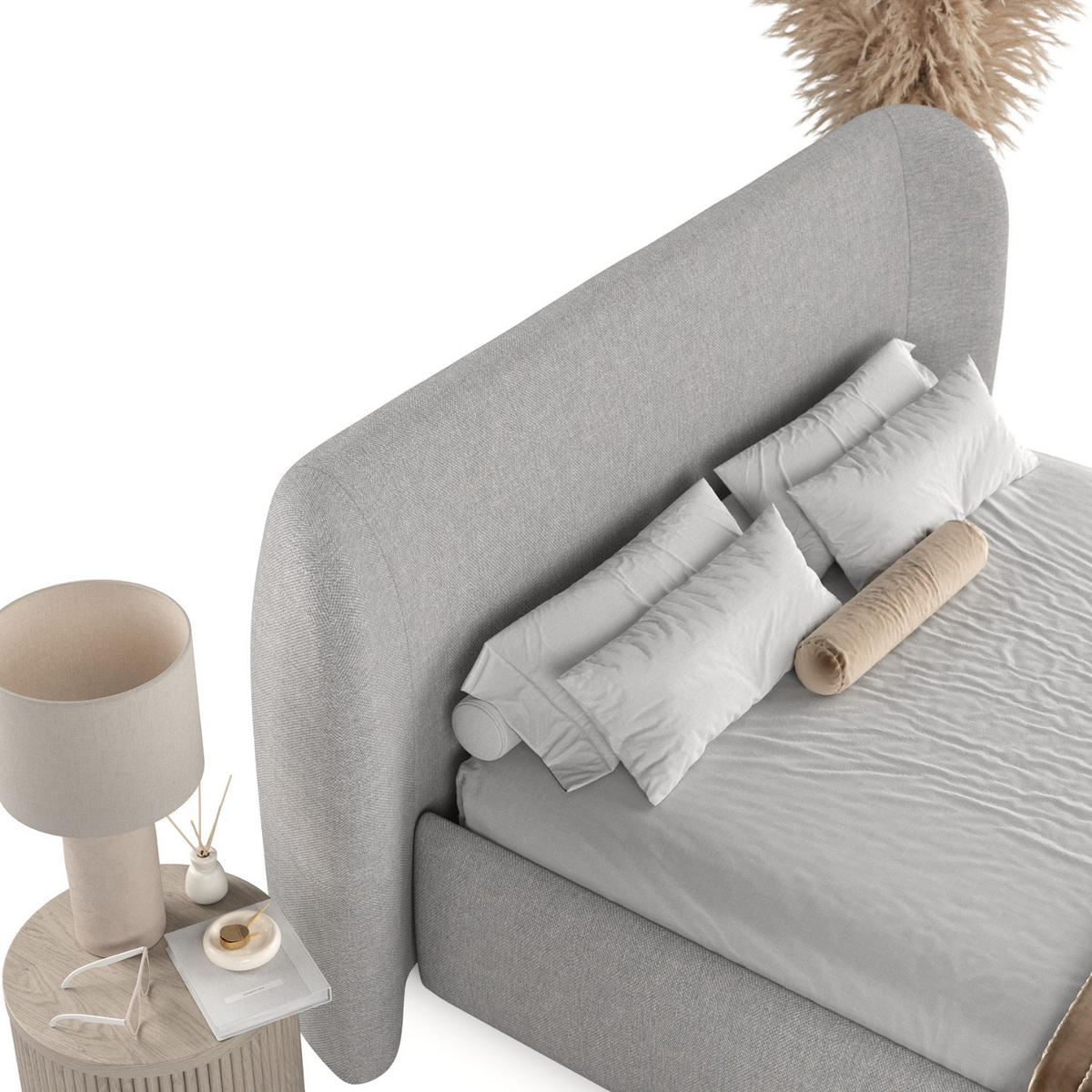 POLSTERBETT Bellano mit Stauraum 180/200 cm Grau im Megan Stoff - Schwarz/Naturfarben, Holz/Holzwerkstoff (180/200cm) - AltaBeds