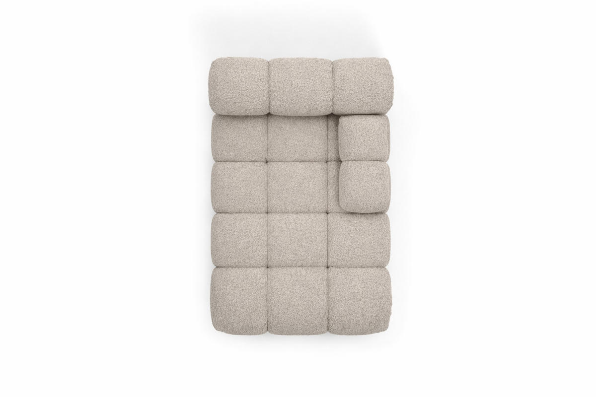CHAISELONGUE Modular, Bouclé-Stoff Abriamo, Beige, Rechts, Selia - Beige/Braun, Holz (95/70/160cm) - Kaiser Möbel