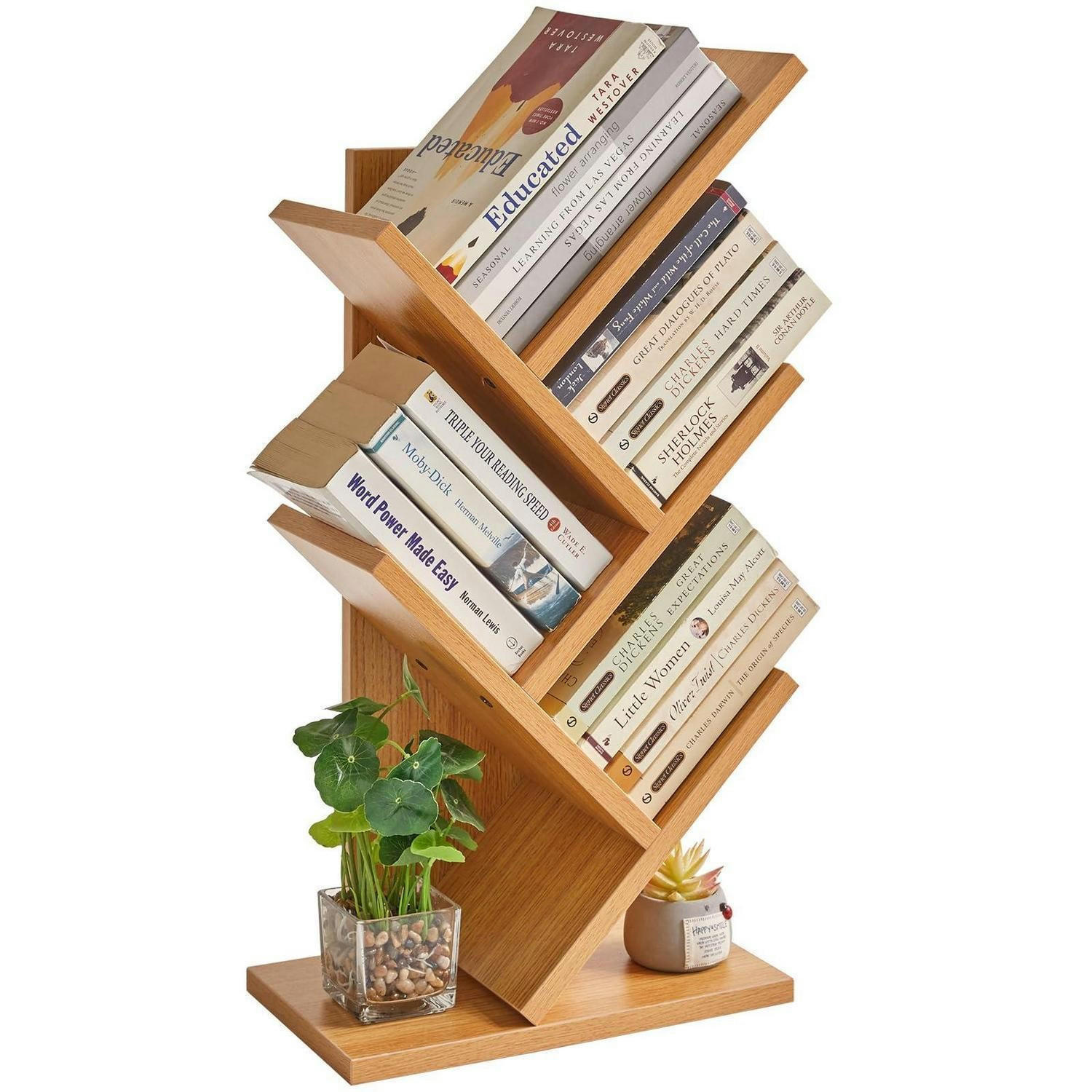 BÜCHERREGAL Baumform 4 Ebenen Naturfarben 60 cm - Braun, Holzwerkstoff (17/60/30cm)