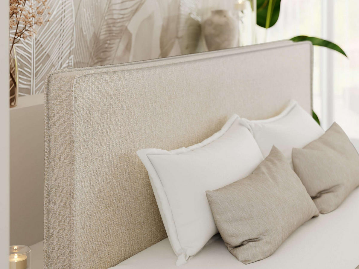ČALÚNENÁ POSTEĽ LUMARO CLASSIC 140/200 - Krémová Štruktúrovaná látka - Matrac Foam - krémová/jadrový buk, drevo/textil (140/200cm) - MKS