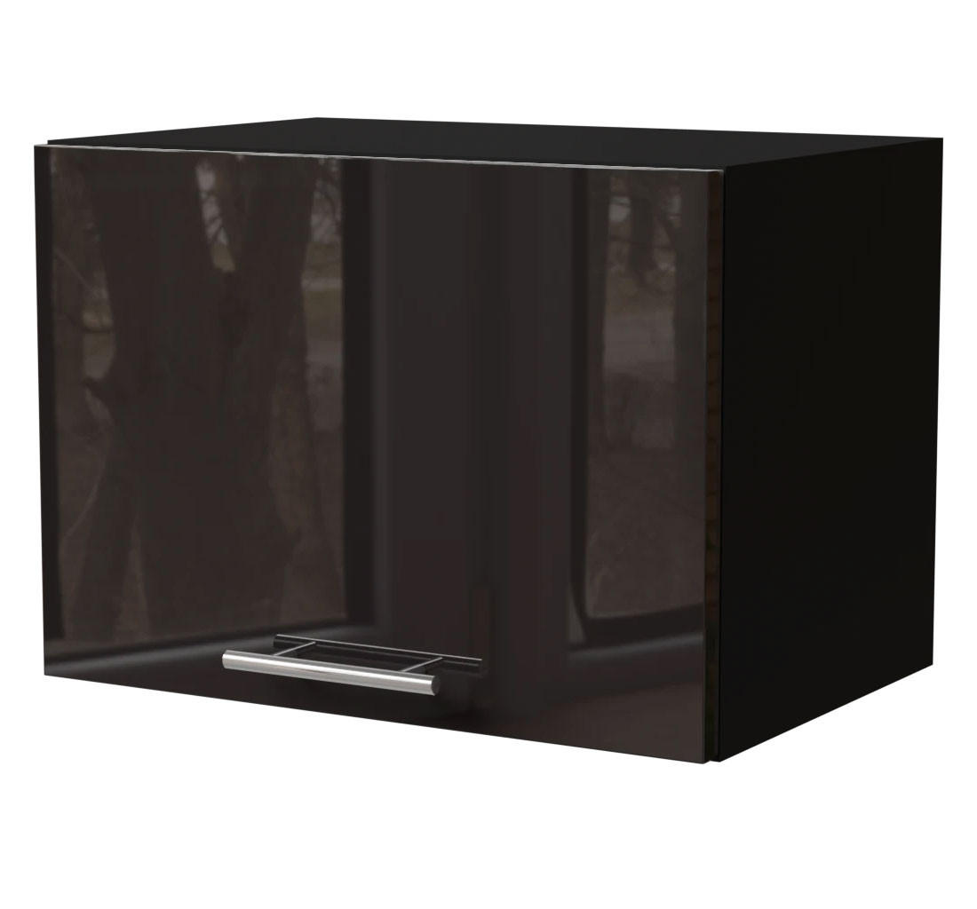 KLAPPHÄNGESCHRANK Essen W4B/50 Schwarz Hochglanz / Schwarz Matt 50 / 32,5 / 36cm - Schwarz Hochglanz/Schwarz, Holz/Holzwerkstoff (50/36/32.5cm) - Feldmann-Wohnen