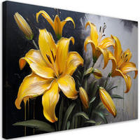 WANDBILD blühende gelbe lilien blumen pflanzen - Gelb, Textil (60/40cm) - Feeby