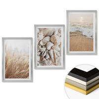 WANDBILDER 3er Set - 40x60 cm Silberner Rahmen - Strandmotive, Muscheln, Wellen - Silberfarben, Kunststoff (40/60cm) - ArtPrintCave