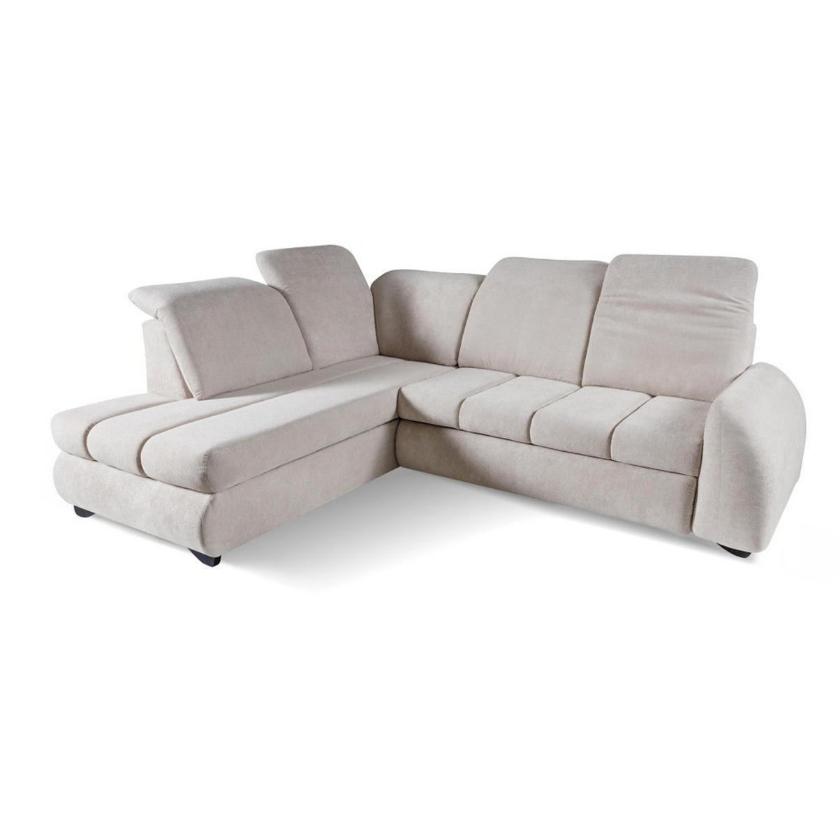 ECKSCHLAFSOFA Onel mit bewegliche Kopfstützen, Beige, Links - Beige/Schwarz, Textil (263/200cm) - Beautysofa