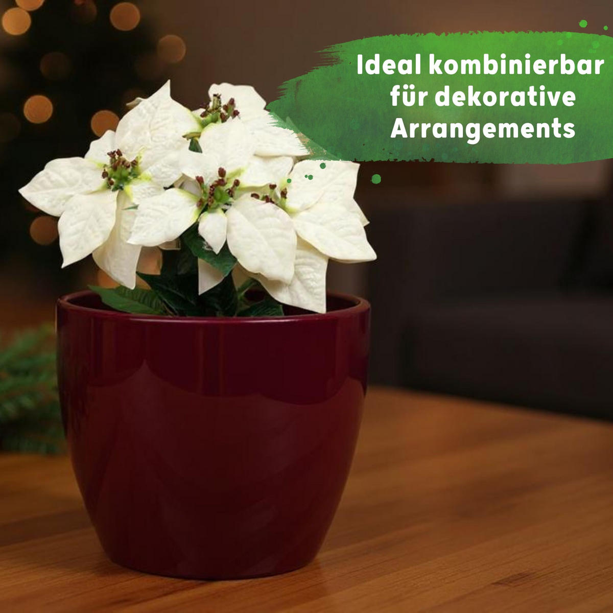 LENI Blumentopf Sylt Keramik Ø 19 cm Höhe 17 cm rund Dunkelsilber Metallic glänzend - Silberfarben, Keramik (19/17cm) - LENI