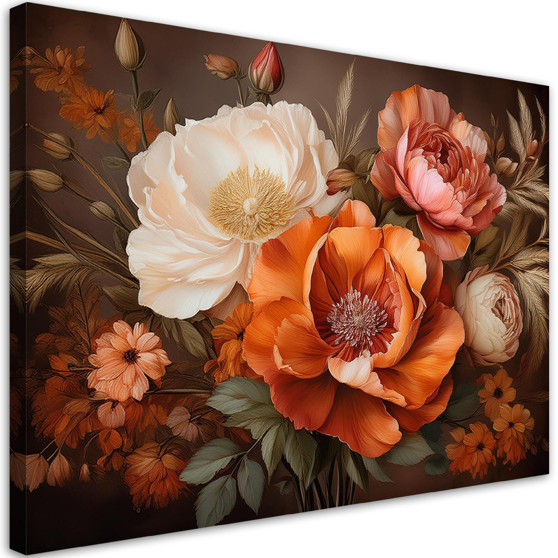 WANDBILD natur botanicals blattwerk blumen - Orange, Textil (60/40cm) - Feeby