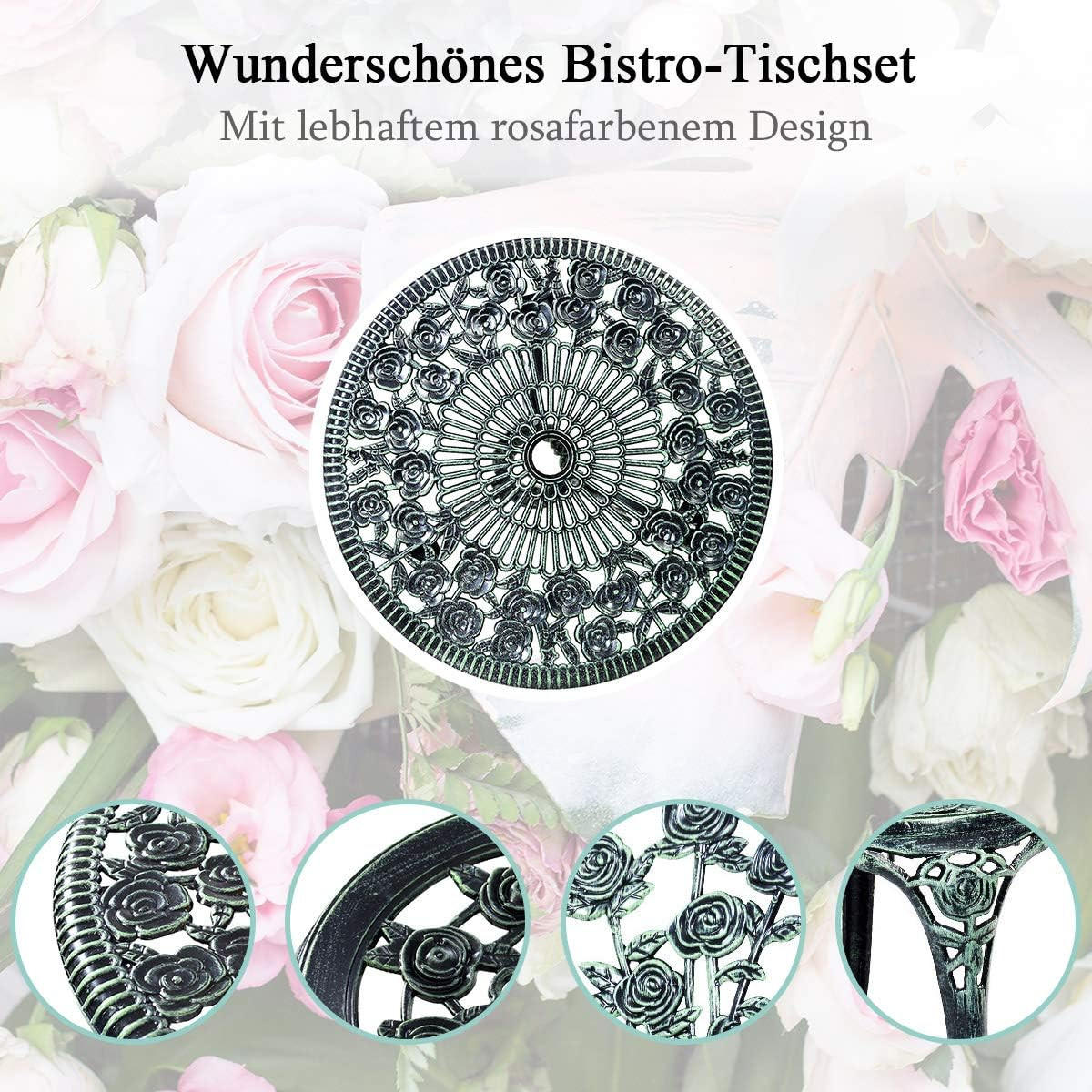 ESSTISCH-SET 3-teilig Grün - Grün, Metall - COSTWAY