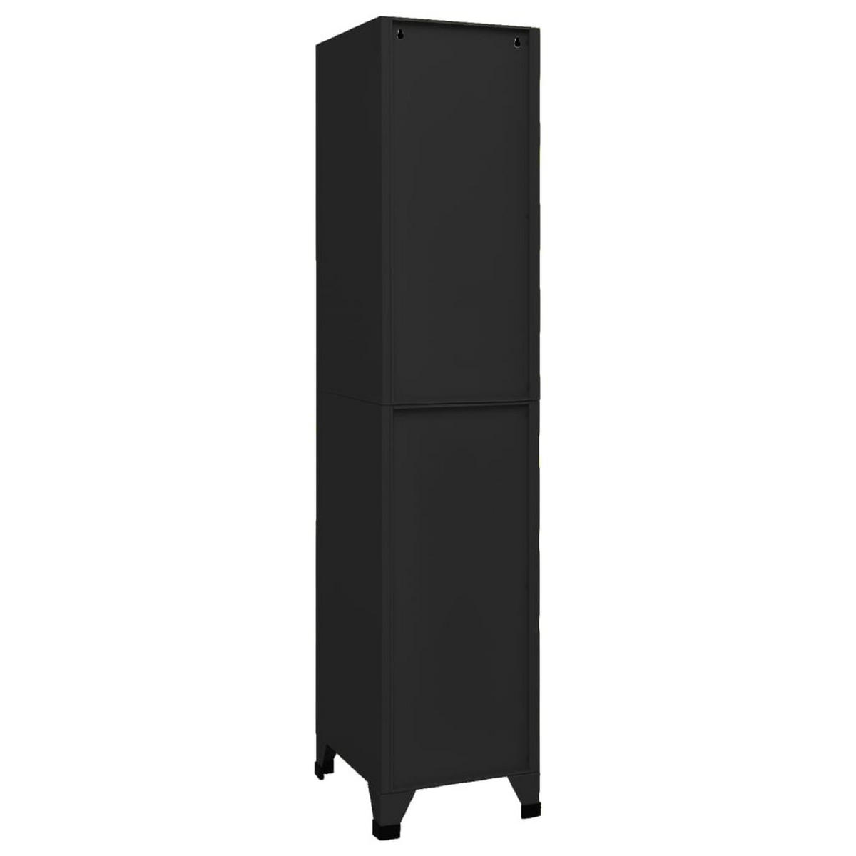 SCHLIESSFACHSCHRANK mit 1 Schließfach, 38/45/180 cm, aus Stahl, in Schwarz - Schwarz, Metall (38/180/45cm) - vidaXL