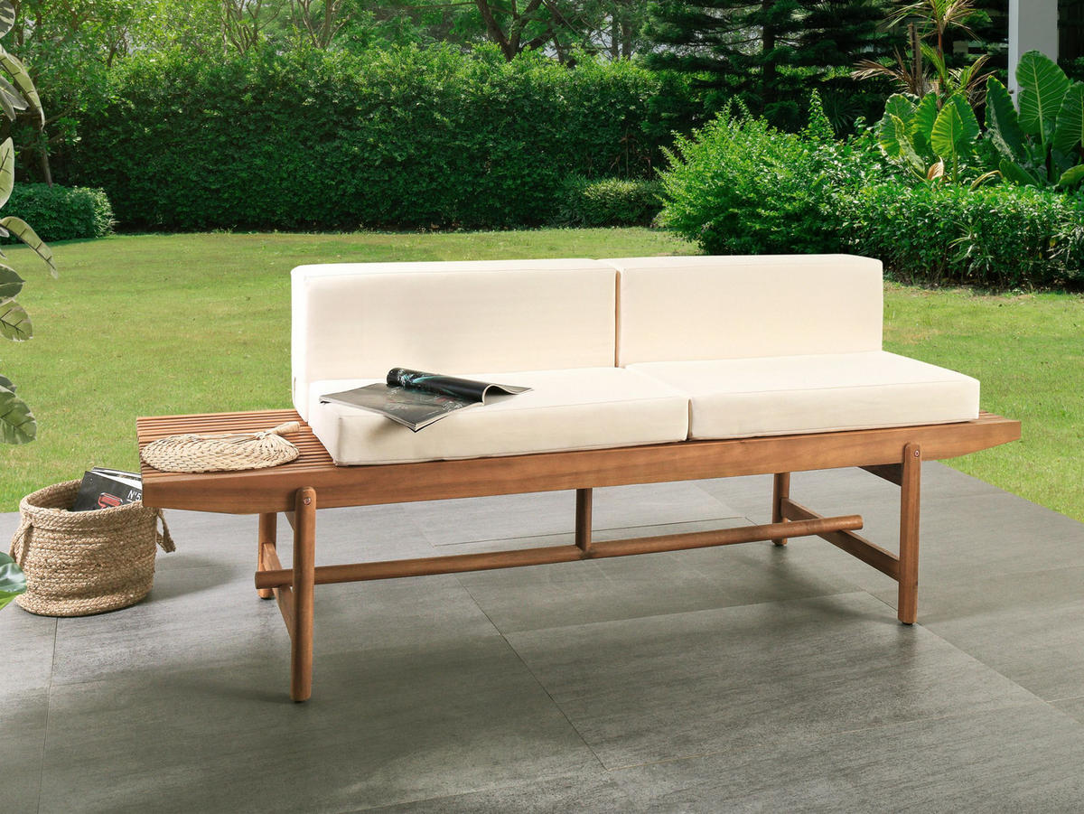 GARTENBANK 2-Sitzer Heller Holzfarbton Giaveno - Hellbraun/Weiß, Holz (210/84/65cm) - Beliani