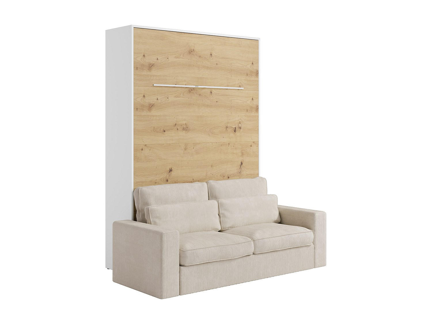 SCHRANKBETT - 2 Personen - holz - naturfarben hell, weiß Rapili - Naturfarben/Weiß, Holz (160/200cm) - Vente-Unique