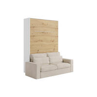 SCHRANKBETT - 2 Personen - holz - naturfarben hell, weiß Rapili - Naturfarben/Weiß, Holz (160/200cm) - Vente-Unique