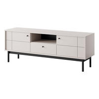 LOWBOARD Cypressa 2T 1S Beige 154/56/39 cm – mit Beinen auf Gestell - Beige/Schwarz, Holzwerkstoff (154/56/39cm) - AX Living