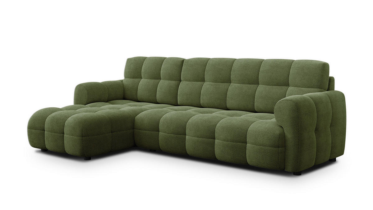 ECKSOFA MELLOW 4-Sitzer, olive - Schwarz/Grün, Holz/Textil (262/156cm) - Courtois Laville
