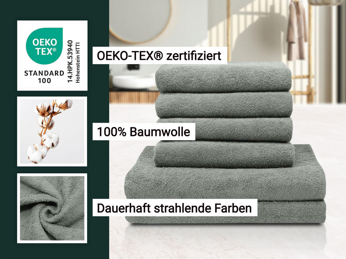 HANDTÜCHER SET, 6er-Set, 50x100 cm + 70x140 cm, 100% Baumwolle, Grau - Hellgrau, Textil (50/100cm) - Zollner
