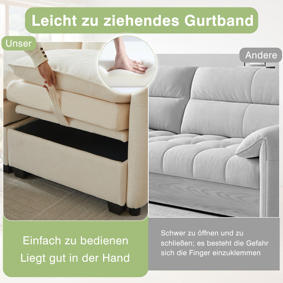 WOHNLANDSCHAFT 281/147/89 cm Beige mit 2 Fußhocker - Beige, Textil (281/89/147cm) - Oxeza