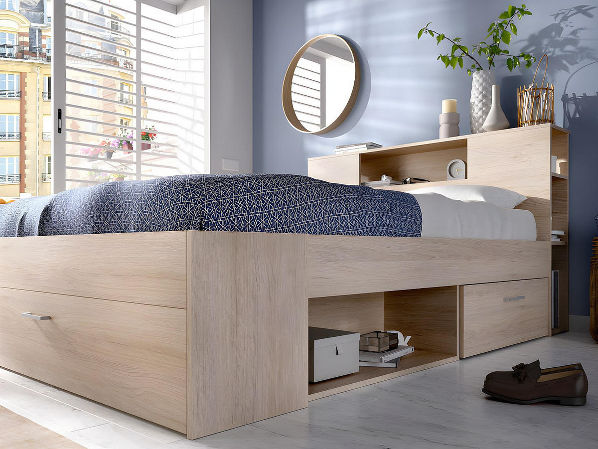 BETTRAHMEN - 2 Personen-Sitzer - Holz, Platte - Naturfarben Hell - - Naturfarben, Holz (160/200cm) - Vente-Unique