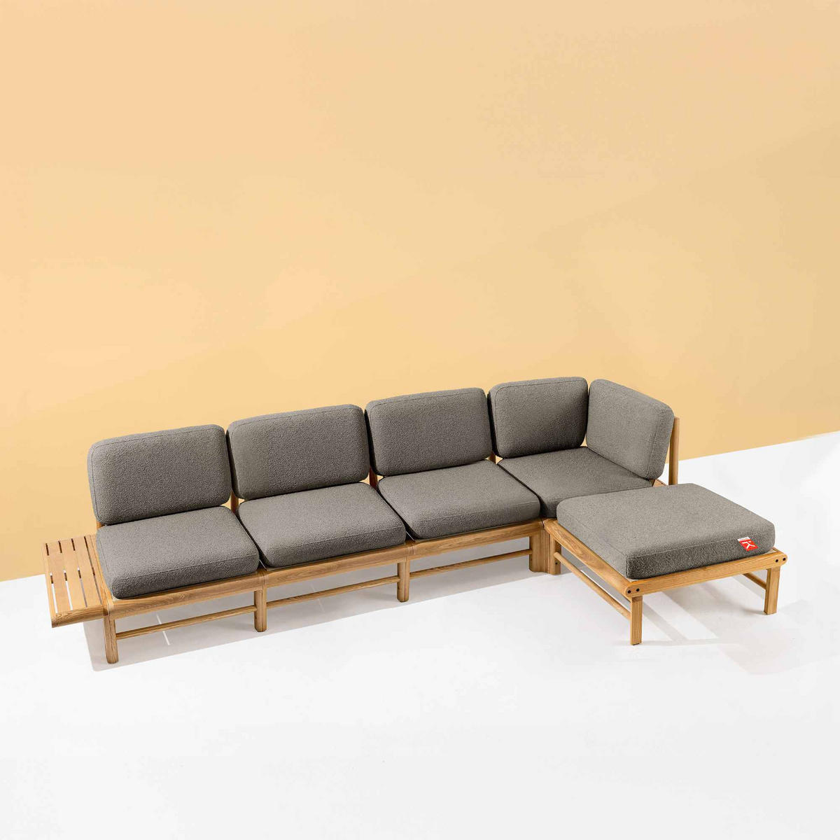 LOUNGESOFA ATREDA rechts - Grau, Holz/Textil (315/80/150cm) - KONSIMO®