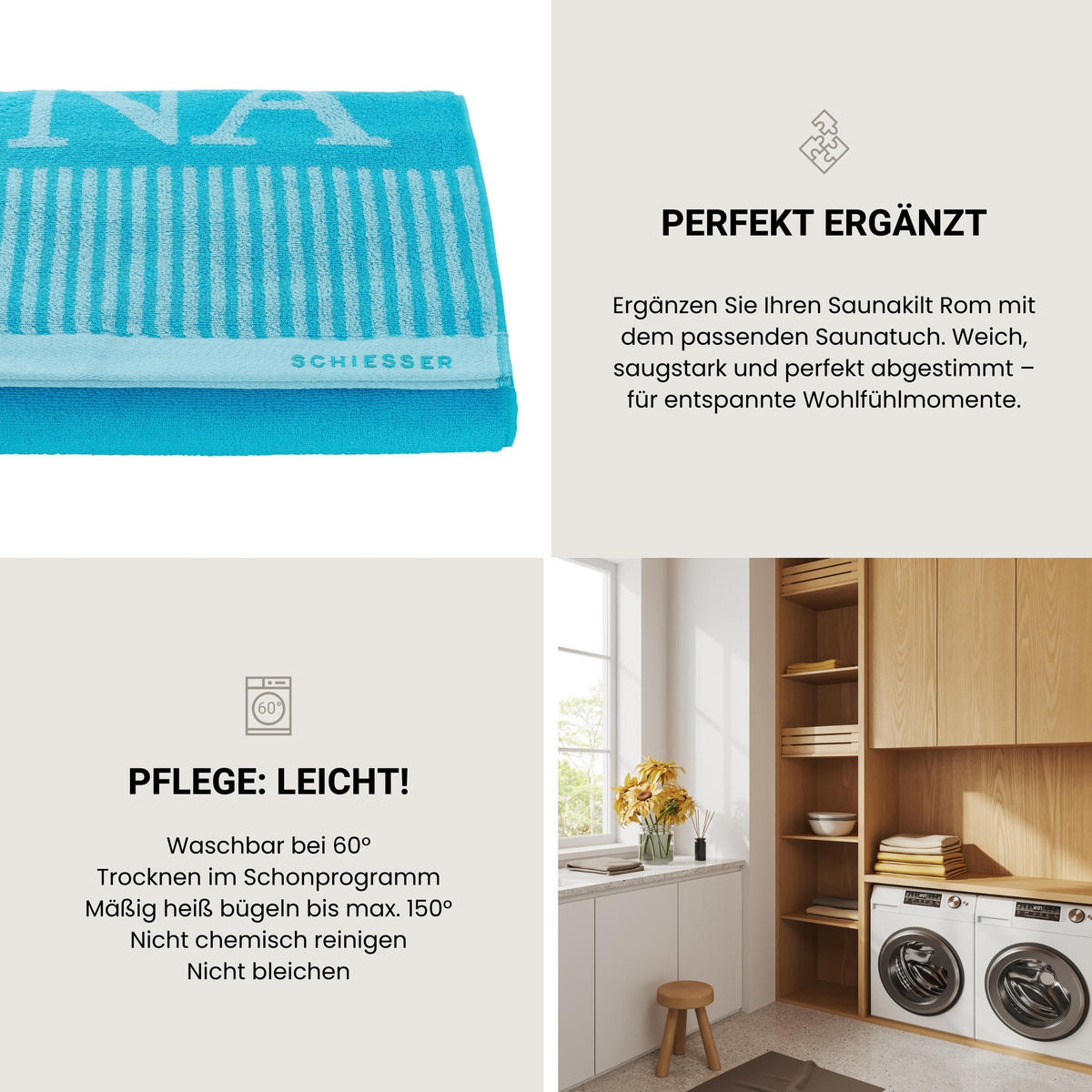 SAUNAKILT Rom Damen - Plus Size - 46-52 - Türkis - Türkis, Textil (85/160cm) - SCHIESSER