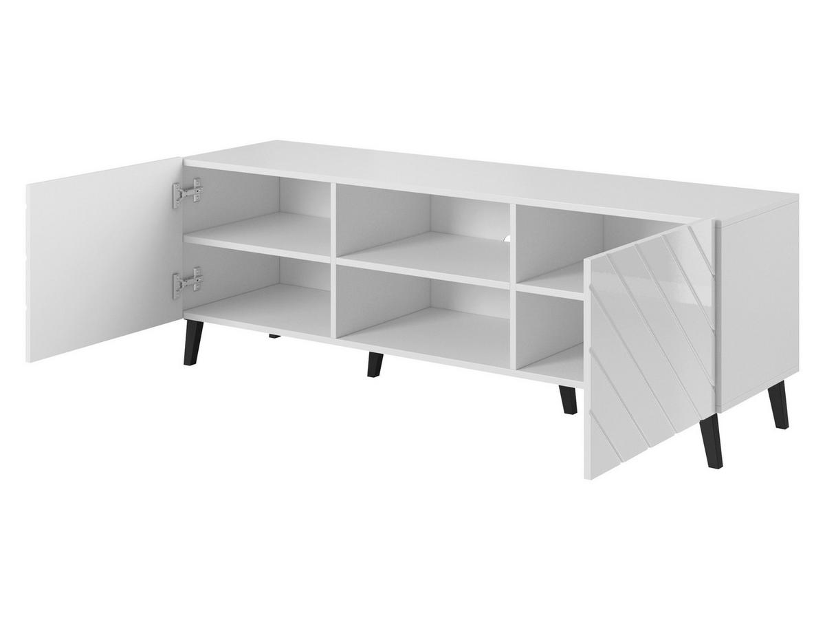 TV-LOWBOARD Abeto 150 - Weiß Hochglanz/Schwarz, Holzwerkstoff/Kunststoff (150/52/42cm) - MIRJAN24