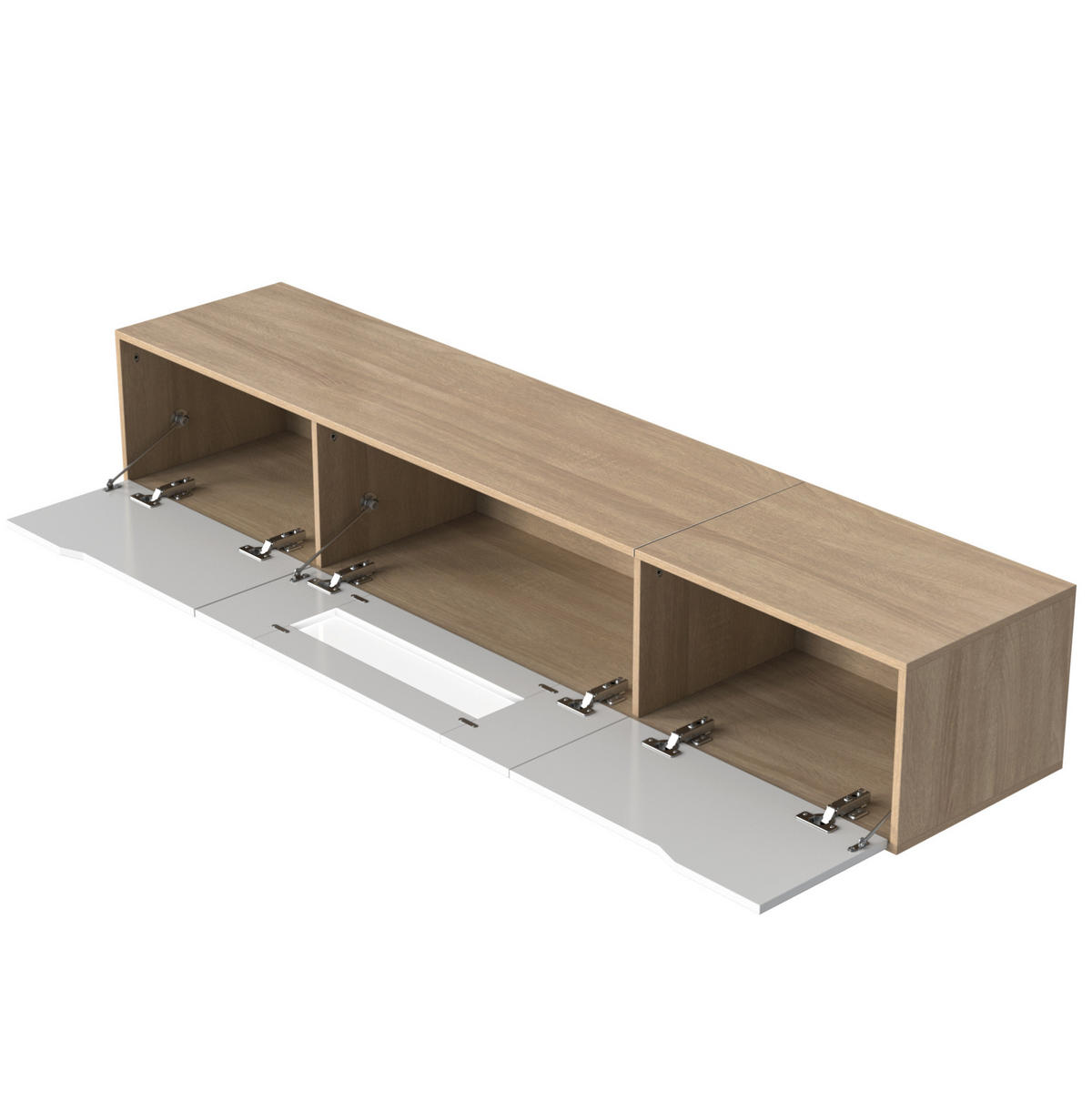 LOWBOARD 180/35/30 cm aus Holzwerkstoff mit Hochglanzfront und LED-Beleuchtung Weiß - Weiß, Holzwerkstoff (180/30/35cm) - Modenvie