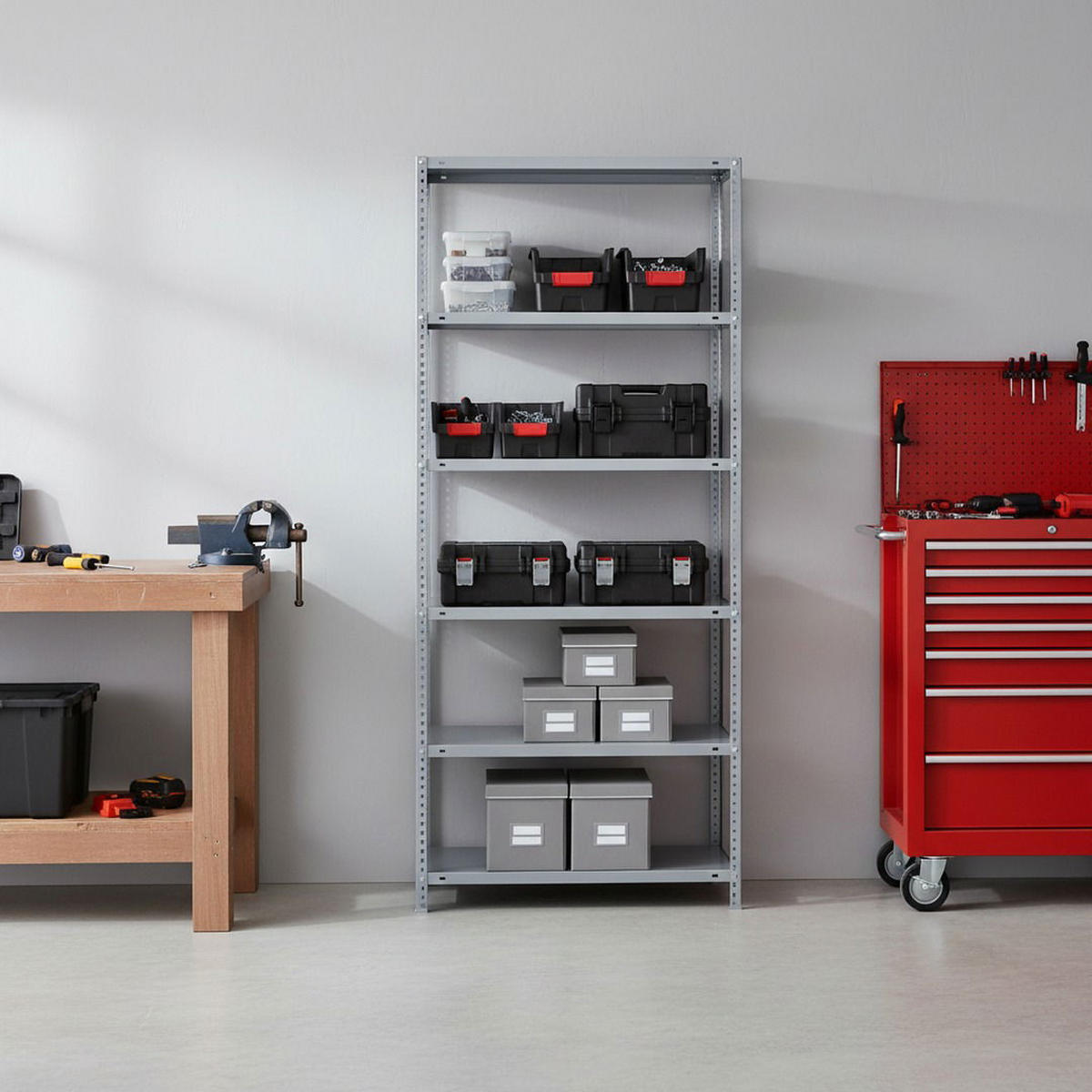 SCHRAUBREGAL PANDA TALL | HxBxT 200x80x40cm | 6 Fachböden | Fachlast 100kg | Grau - Grau, Metall (80/200/40cm) - PROREGAL