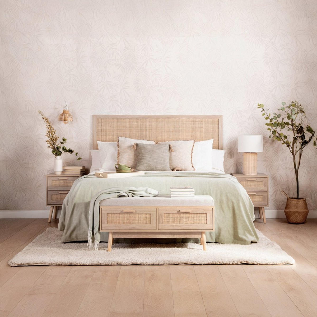 NACHTTISCH MIT 1 SCHUBLADE Tahiti Natürlich 40 cm x 56 cm 2er-Set - Naturfarben, Holzwerkstoff (40/56/40cm) - Klast Home