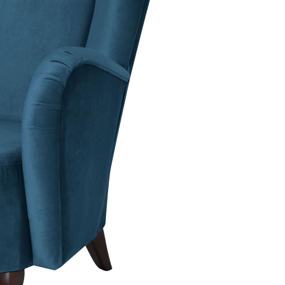 HOCHLEHNSESSEL Kailey Bezug Samtvelours Buche nussbaum dunkel / petrol - Blau, Kunststoff (96/122/89cm) - 58aufmkessel