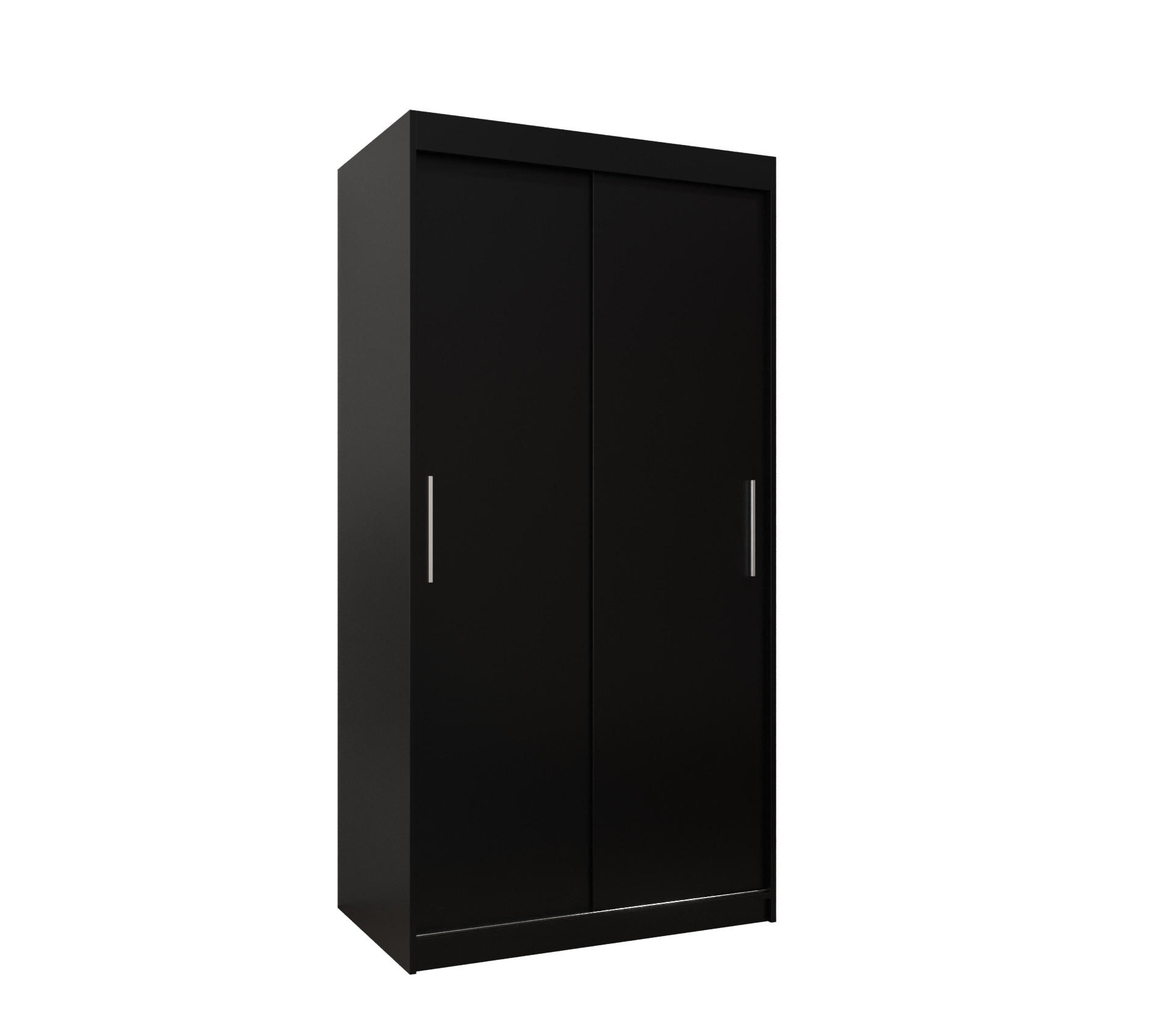 SCHWEBETÜRENSCHRANK 200/100/62 2-türig - Silberfarben/Schwarz, Holz/Kunststoff (100/200/62cm) - MÖBEL KRYSPOL
