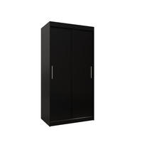 SCHWEBETÜRENSCHRANK 200/100/62 2-türig - Silberfarben/Schwarz, Holz/Kunststoff (100/200/62cm) - MÖBEL KRYSPOL