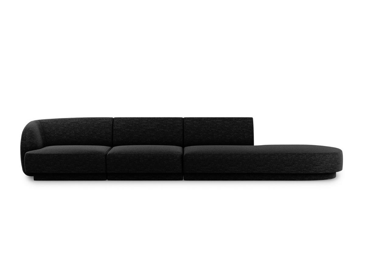 RECHTES-SOFA Miley aus Chenille-Stoff schwarz 4 Sitzplätze - Schwarz, Textil (90/70/323cm) - Micadoni