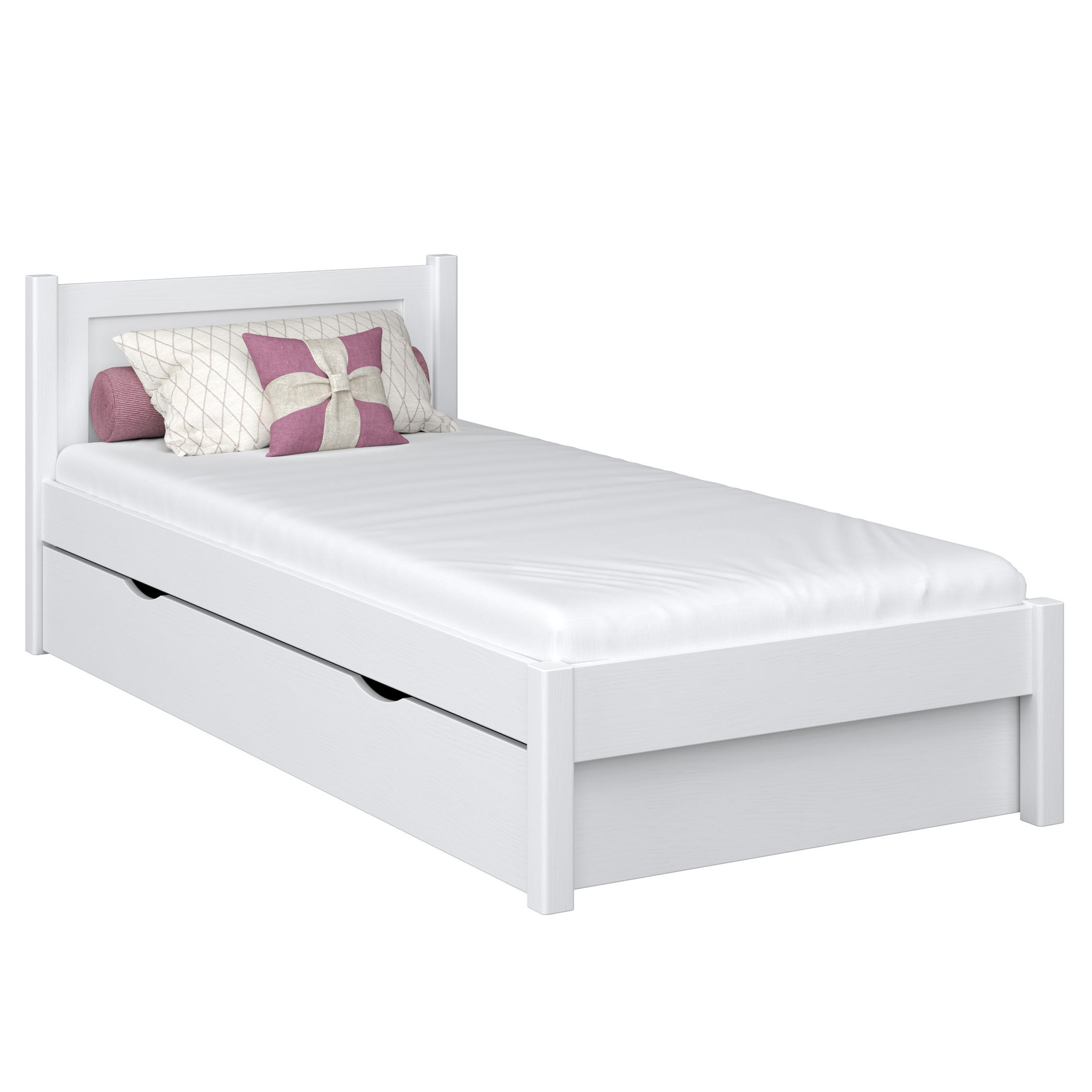 BETT mit Schublade N02 Weiß 90/190 - Weiß, Naturmaterialien/Holz (90/190cm) - N-Wood