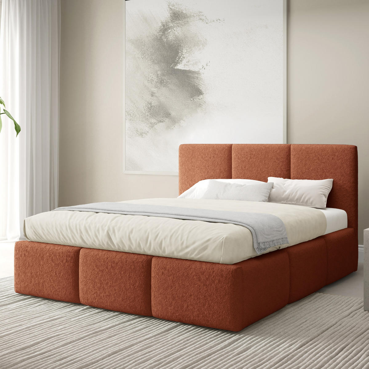 POLSTERBETT mit Stauraum 140x200 cm in Orange - Orange, Metall (140/200cm) - Home Collective