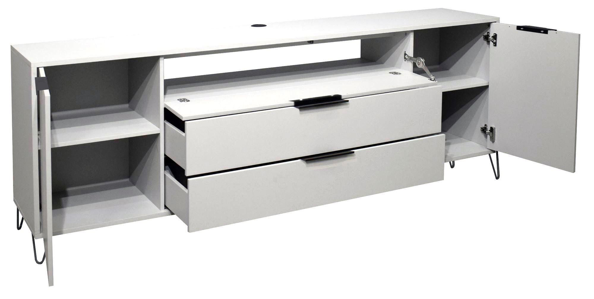 LOWBOARD Erna 216x45x82 Kreidegrau matt Lack - Hellgrau, Holzwerkstoff (216/82/45cm) - 58aufmkessel