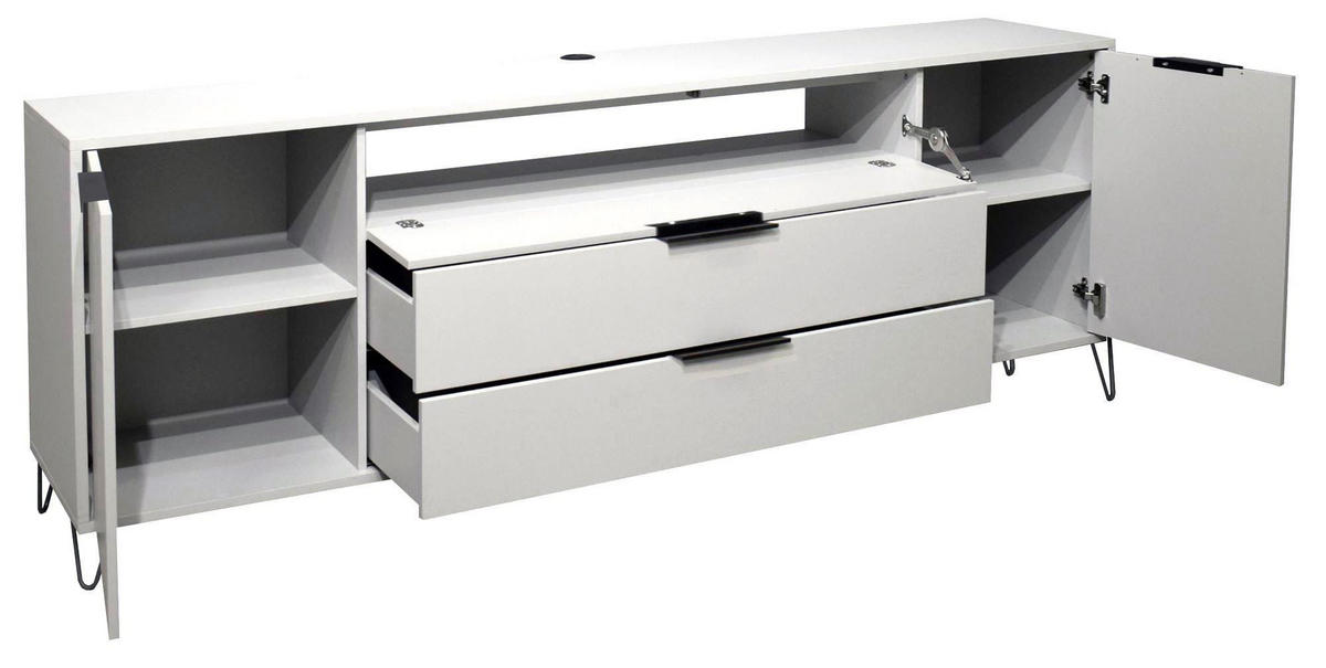 LOWBOARD Erna 216x45x82 Kreidegrau matt Lack - Hellgrau, Holzwerkstoff (216/82/45cm) - 58aufmkessel