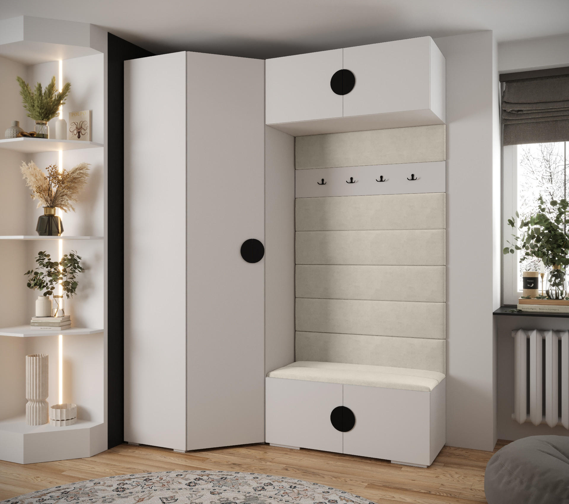 GARDEROBEN-SET 236,7/181,7/47 - Beige/Schwarz, Holz/Metall (181.7/236.7/47cm) - Abiks Möbel