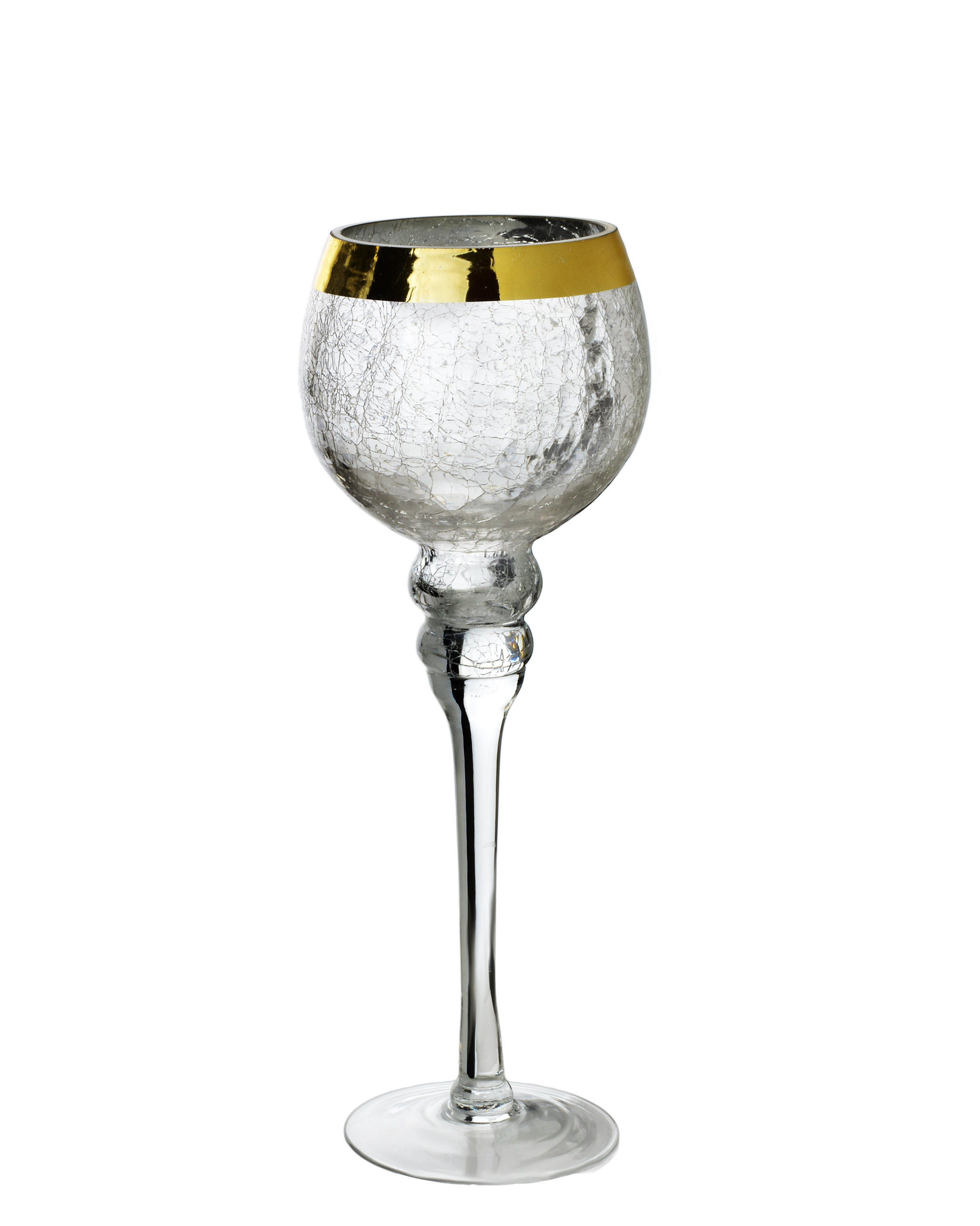 KERZENHALTER Donna Transparent 15x15x37 cm Glas - Goldfarben, Glas (15/37/15cm) - Mondex