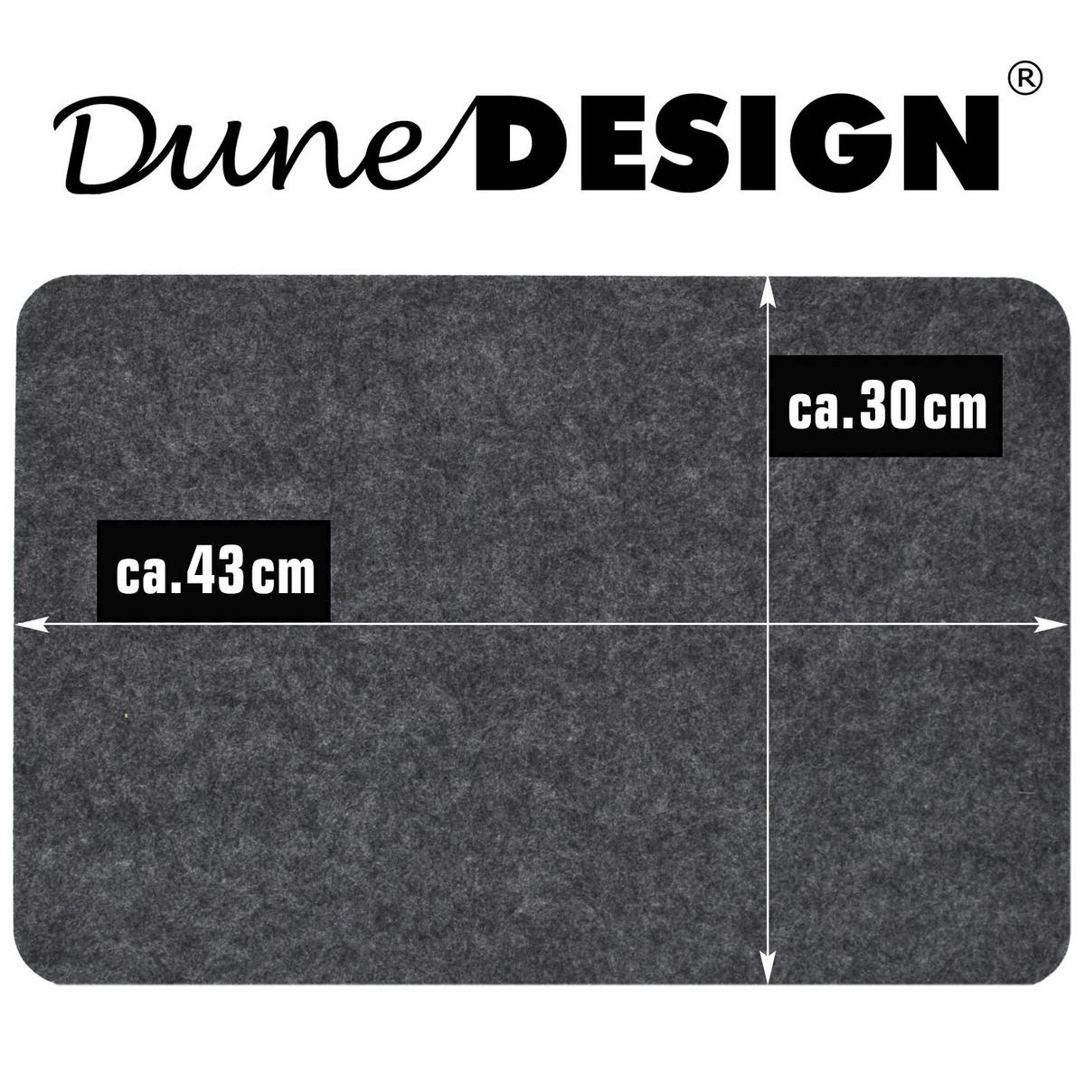 TISCHSET aus Filz, 12er Set 43/30 cm Grau - Grau, Kunststoff (43/30/1cm) - Dunedesign